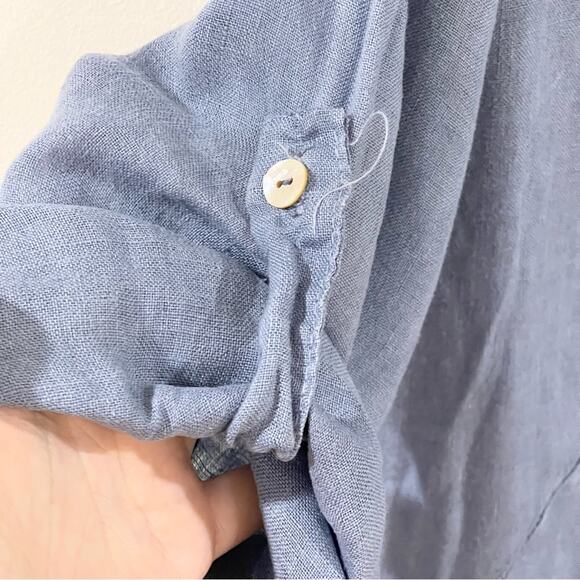 Kaktus Linen Lightweight Tunic Top Woman’s size S Long sleeves pockets blue - Picture 6 of 9